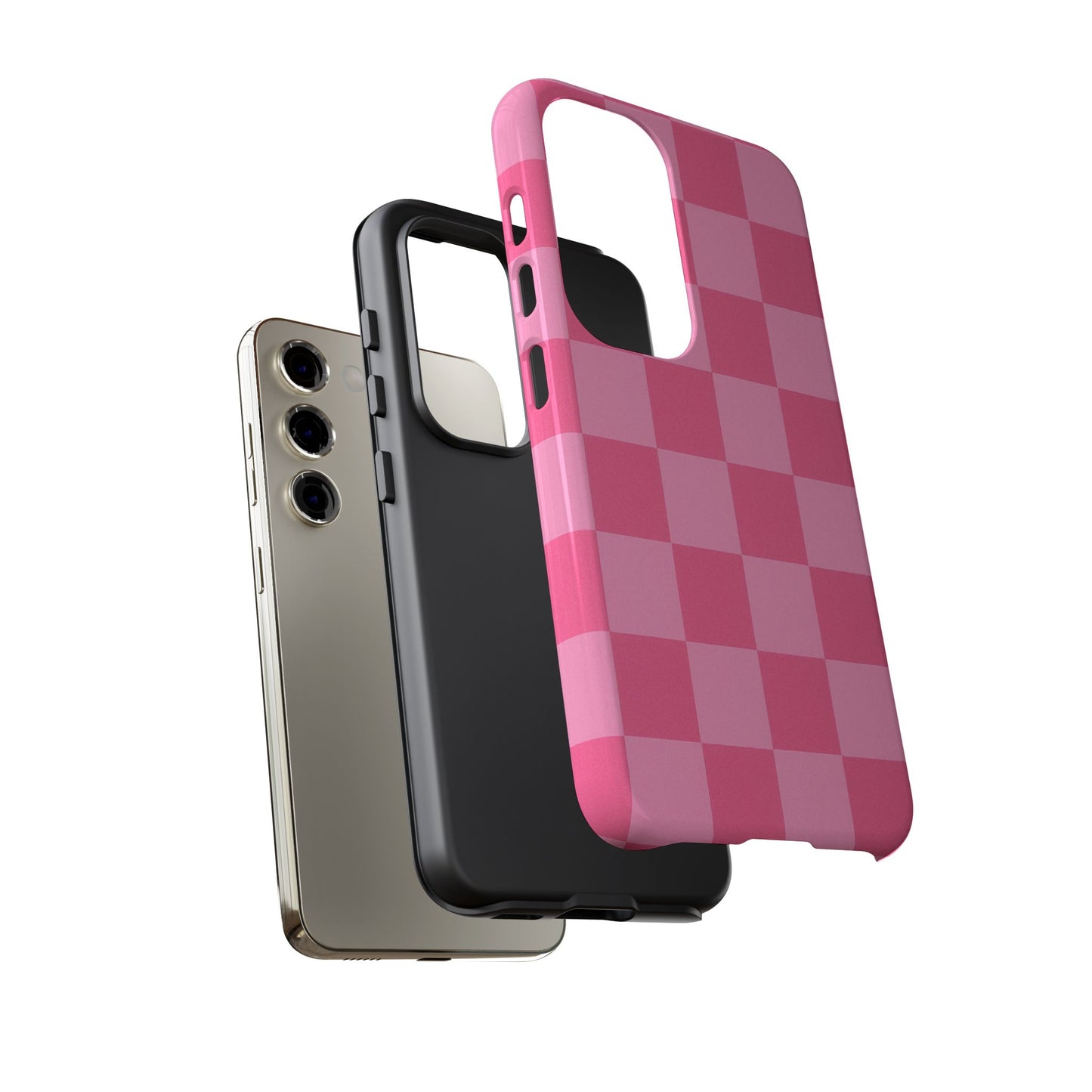Pink Checkerboard Phone Case – Cute Aesthetic Tough Case for iPhone & Samsung