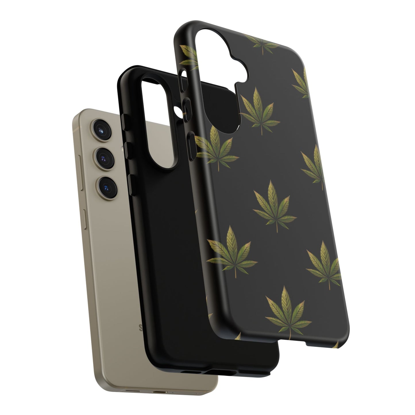 Cannabis Leaf Phone Case Green Weed Leaf Pattern Tough Protective Cover