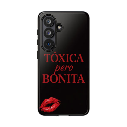 Toxica Pero Bonita Phone Case, Latina Quote Case, Red Lips Aesthetic, Spanish Saying Case, Trendy Tough Cover
