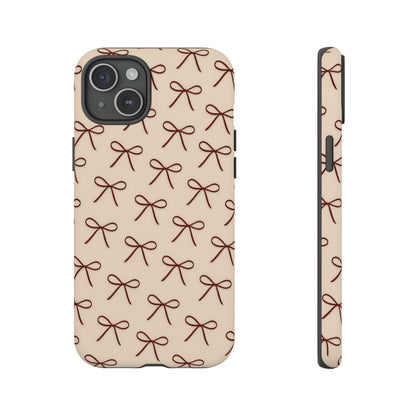 Coquette Bow Phone Case | Neutral Beige Aesthetic iPhone & Samsung Tough Case