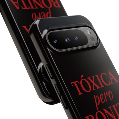 Toxica Pero Bonita Phone Case, Latina Quote Case, Red Lips Aesthetic, Spanish Saying Case, Trendy Tough Cover