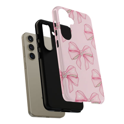 Pink Bow Pattern Phone Case | Coquette Aesthetic Tough Protective Case