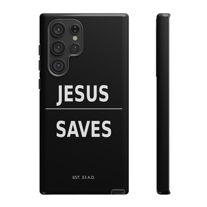 Jesus Saves Phone Case Christian Religious Minimalist Black Tough Cover