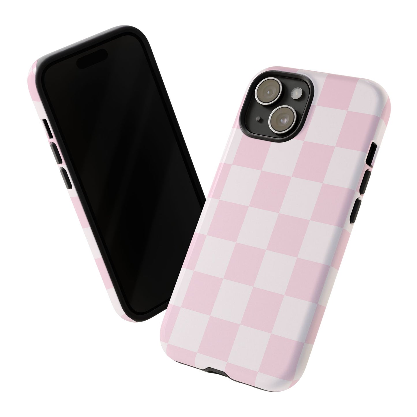 Light Pink Checkerboard Phone Case | Pastel Aesthetic Checkered iPhone & Samsung Tough Case