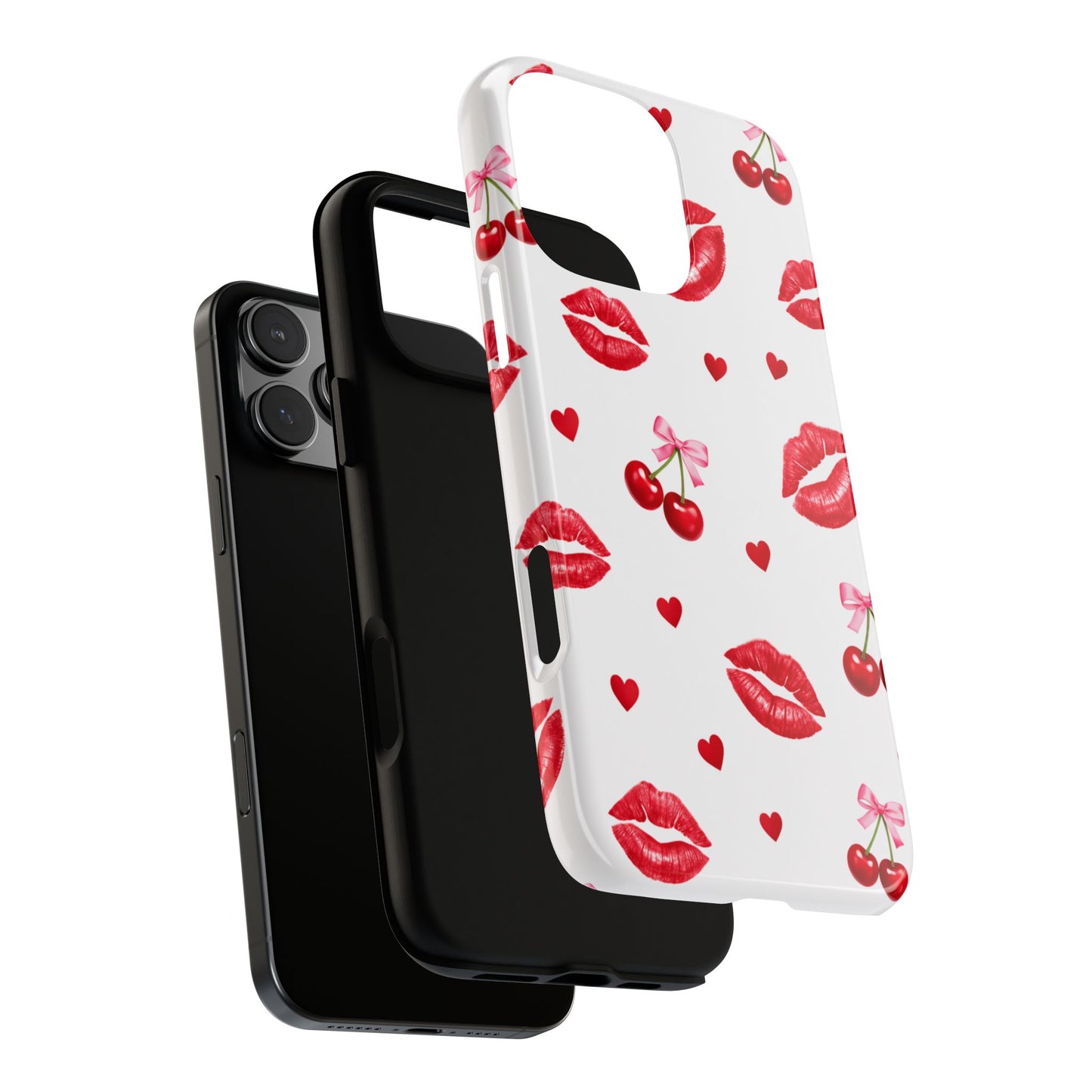 Red Lips & Cherry Phone Case – Y2K Retro Aesthetic Tough Cover