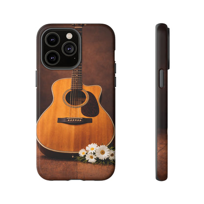 Acoustic Guitar Daisy Phone Case | Rustic Music Lover Tough Cover