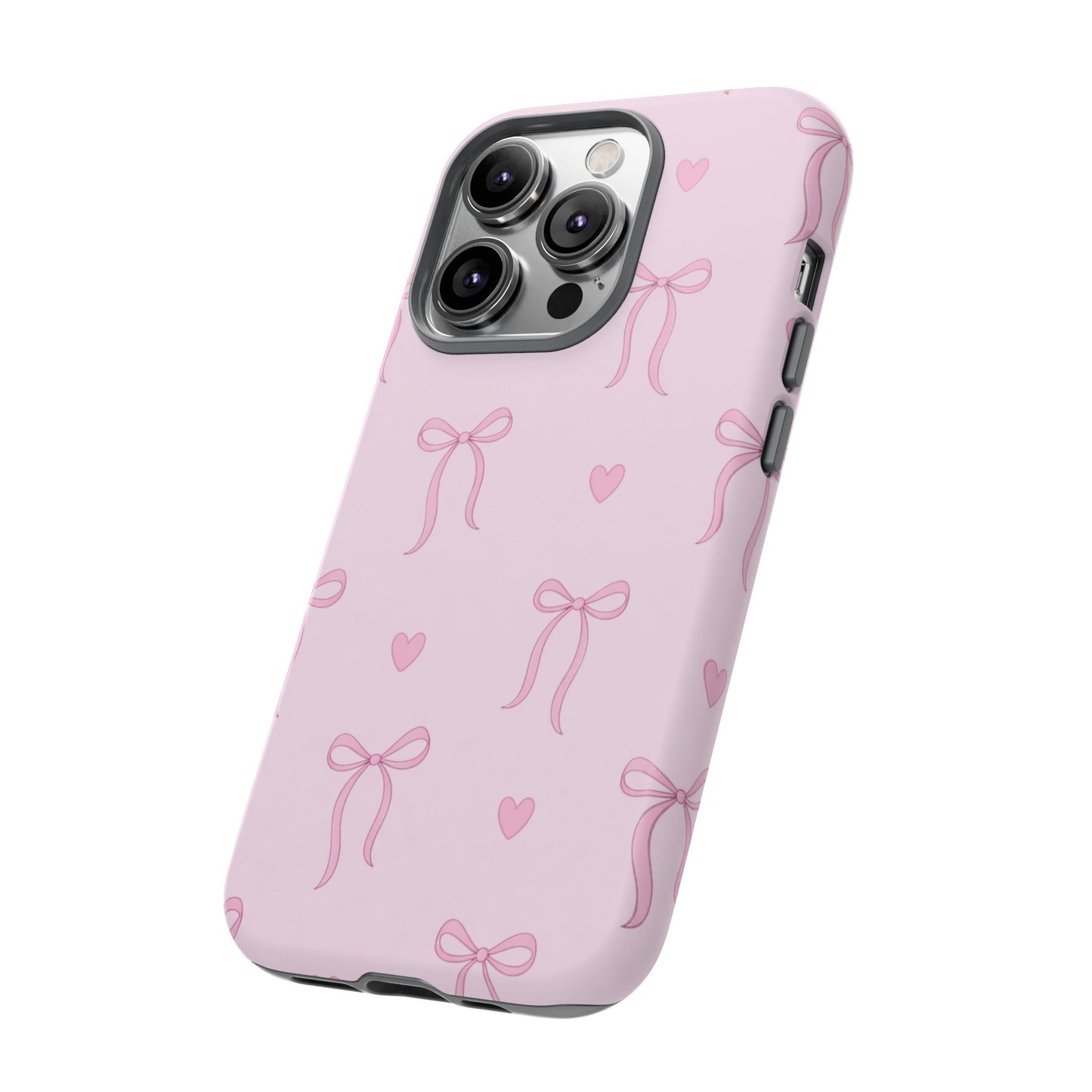 Pink Bow Heart Aesthetic Phone Case – Coquette Cute Tough Cover