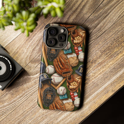Baseball Gear Collage Phone Case – Vintage Baseball Equipment Sports Tough Case