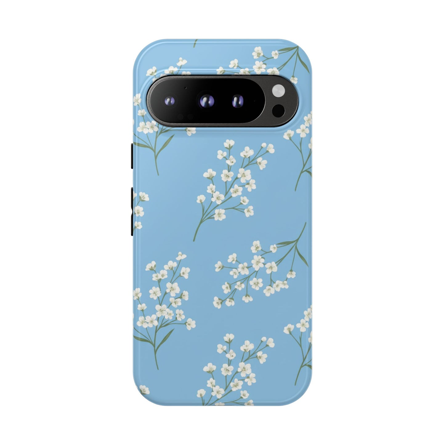 Baby’s Breath Floral Phone Case – Blue Minimal Flower Aesthetic Tough Case