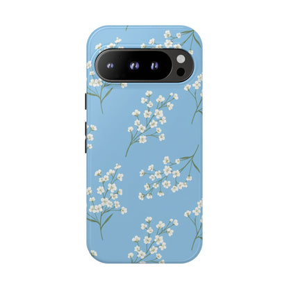 Baby’s Breath Floral Phone Case – Blue Minimal Flower Aesthetic Tough Case