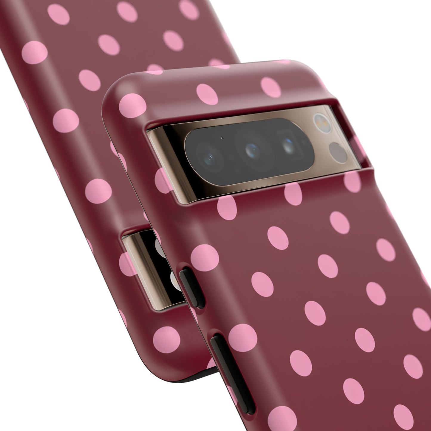 Pink Polka Dot Phone Case – Cute Aesthetic Tough Protective Phone Cover for Iphone, Samsung Galaxy and Pixel