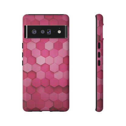 Hot Pink Hexagon Phone Case | Honeycomb Geometric Aesthetic | Cute Pink iPhone & Samsung Tough Protective Case