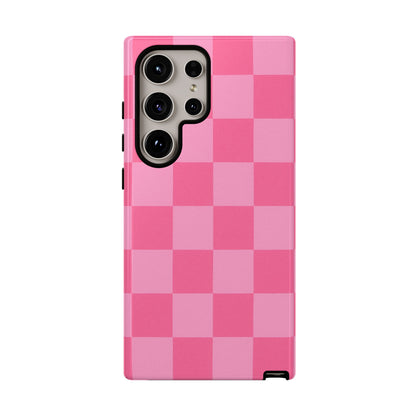 Pink Checkerboard Phone Case | Cute Aesthetic Checkered iPhone & Samsung Tough Case