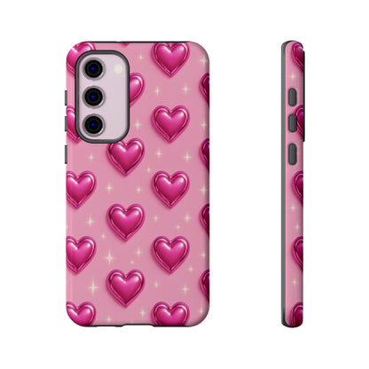 Pink Heart Pattern Phone Case | Tough Protective Case for Iphone, Samsung Galaxy and Pixel