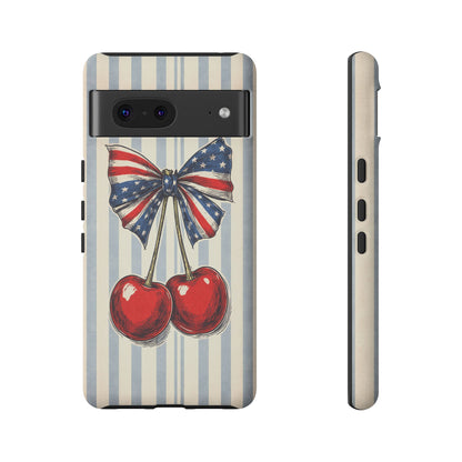 Patriotic Cherry Phone Case Americana Coquette Aesthetic iPhone Samsung