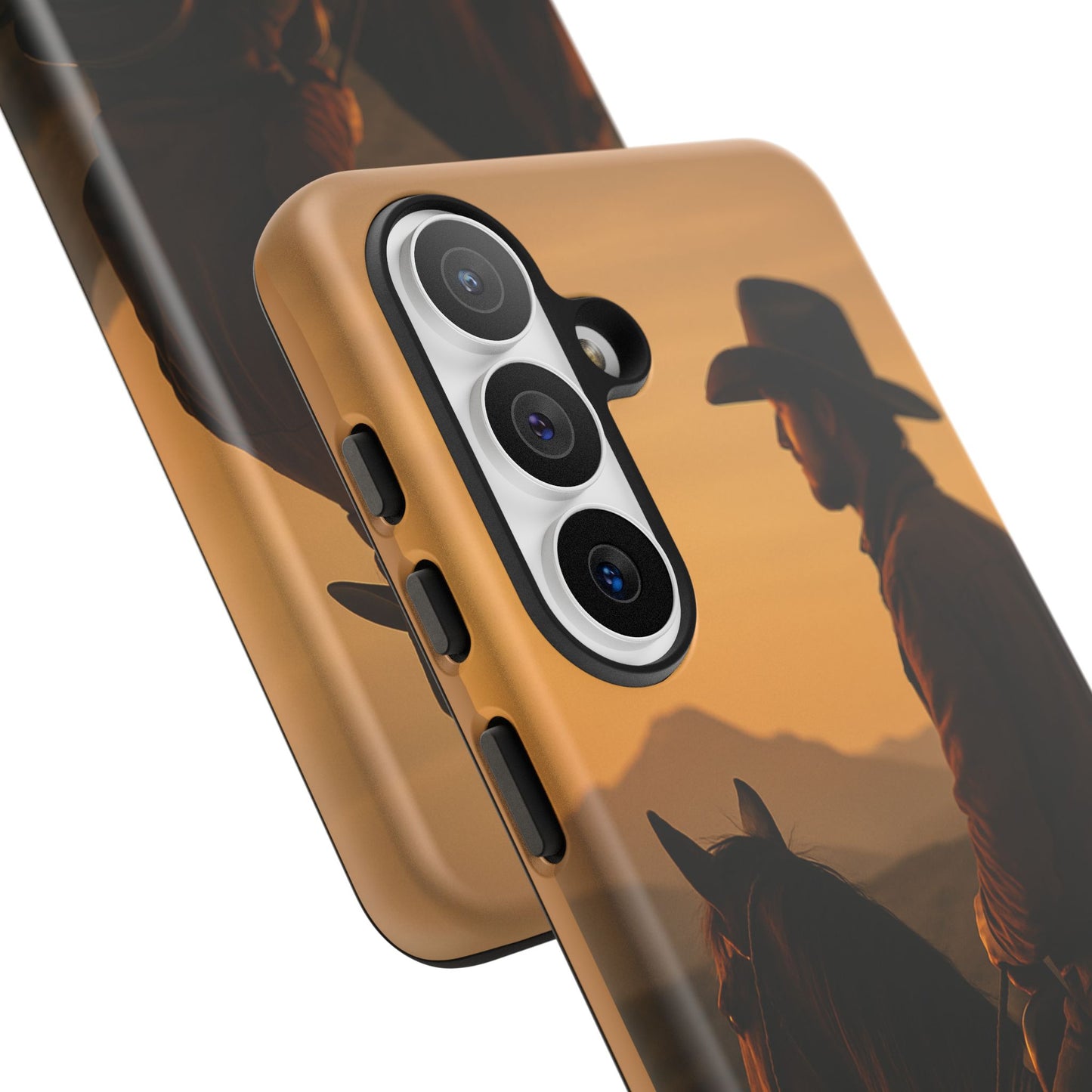 Western Cowboy Sunset Phone Case | Horse Rider Desert Aesthetic Tough Protective Case