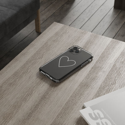 Minimal Hand-Drawn Heart Clear Phone Case | Aesthetic Clear Protective Case
