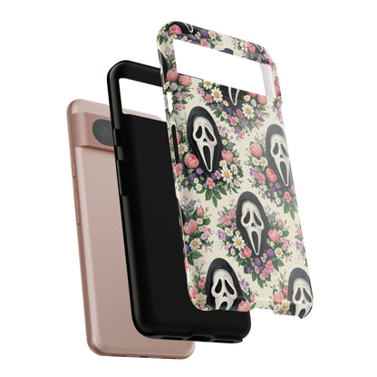 Floral Ghost Face Aesthetic Phone Case – Cute Spooky Tough Cover