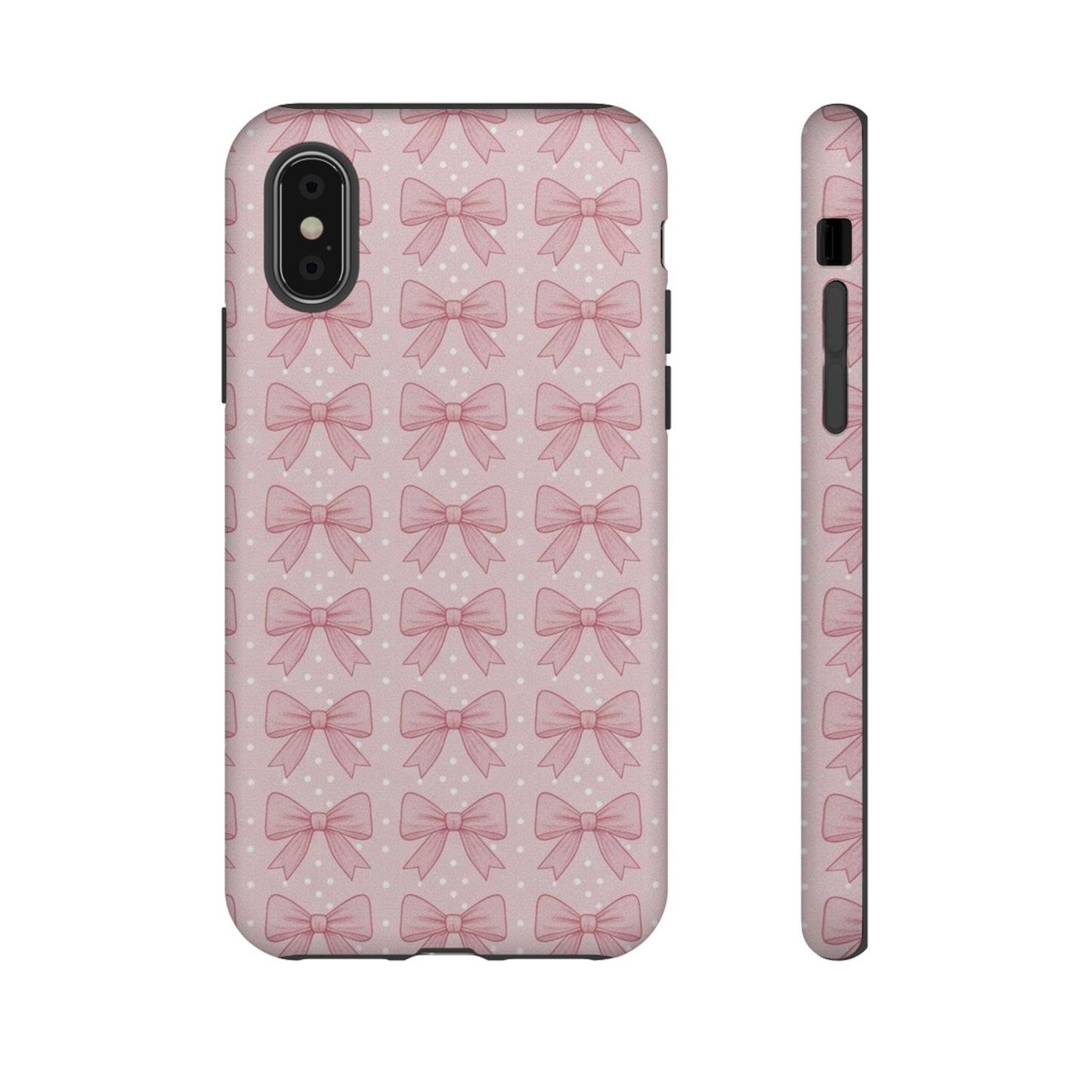Pink Bow Pattern Phone Case – Soft Coquette Aesthetic Tough Case