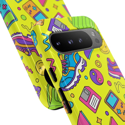 90s Retro Neon Phone Case – Y2K Nostalgia Colorful Icons Tough Protective Case