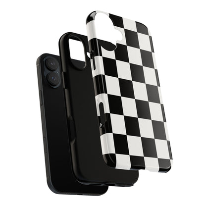 Black & White Checkerboard Phone Case – Classic Aesthetic Tough Protective Case for Iphone, Samsung Galaxy and Pixel