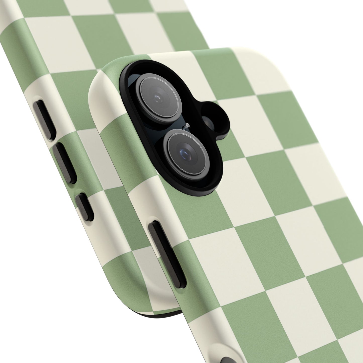 Sage Green Checkerboard Phone Case | Minimal Aesthetic Checkered iPhone & Samsung Tough Case