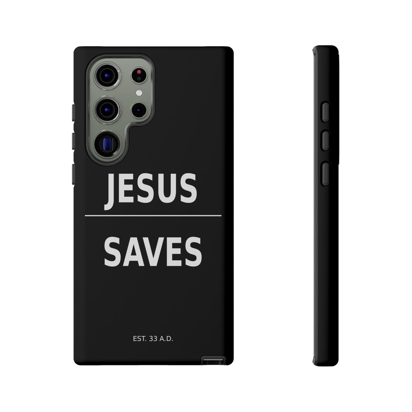 Jesus Saves Phone Case Christian Religious Minimalist Black Tough Cover