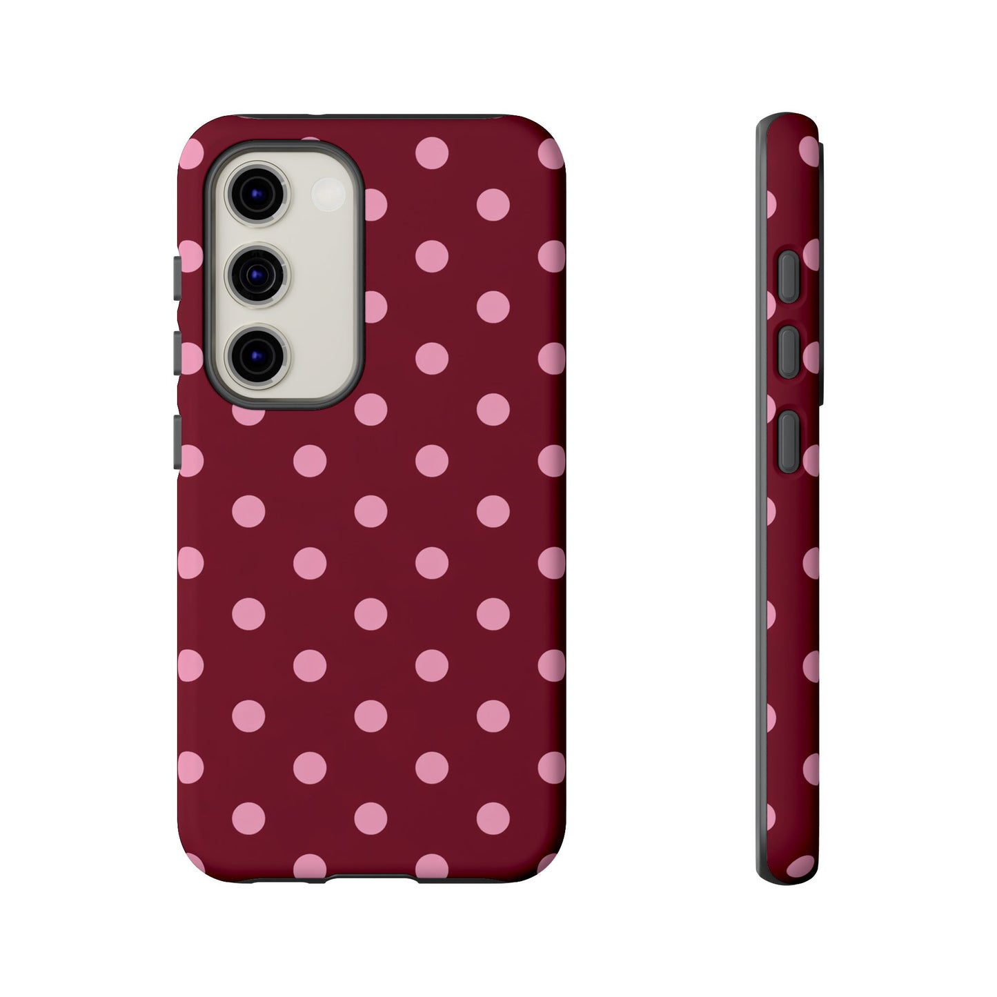 Pink Polka Dot Phone Case – Cute Aesthetic Tough Protective Phone Cover for Iphone, Samsung Galaxy and Pixel