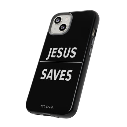 Jesus Saves Phone Case Christian Religious Minimalist Black Tough Cover