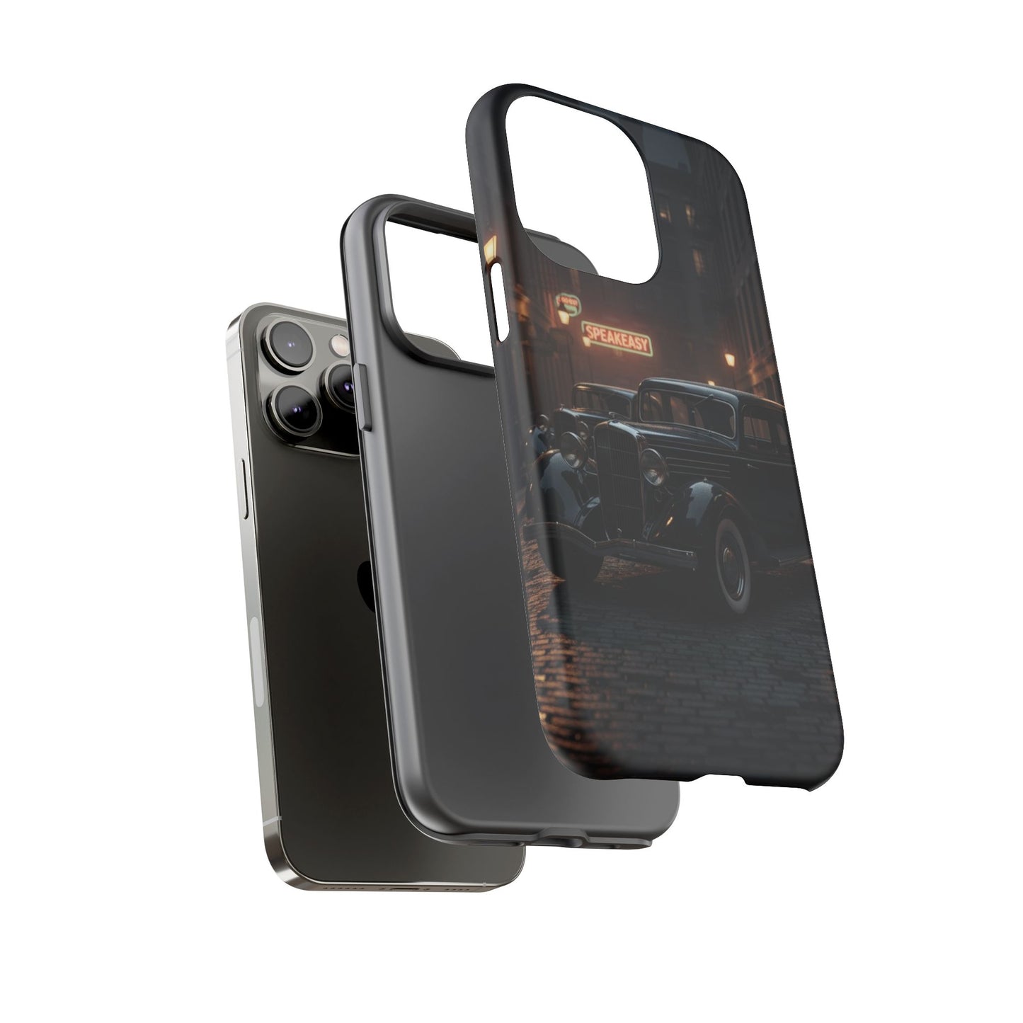 Vintage Classic Car Phone Case | Retro Noir Aesthetic | 1930s Street Scene Tough Case for iPhone & Samsung
