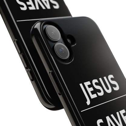Jesus Saves Phone Case Christian Religious Minimalist Black Tough Cover