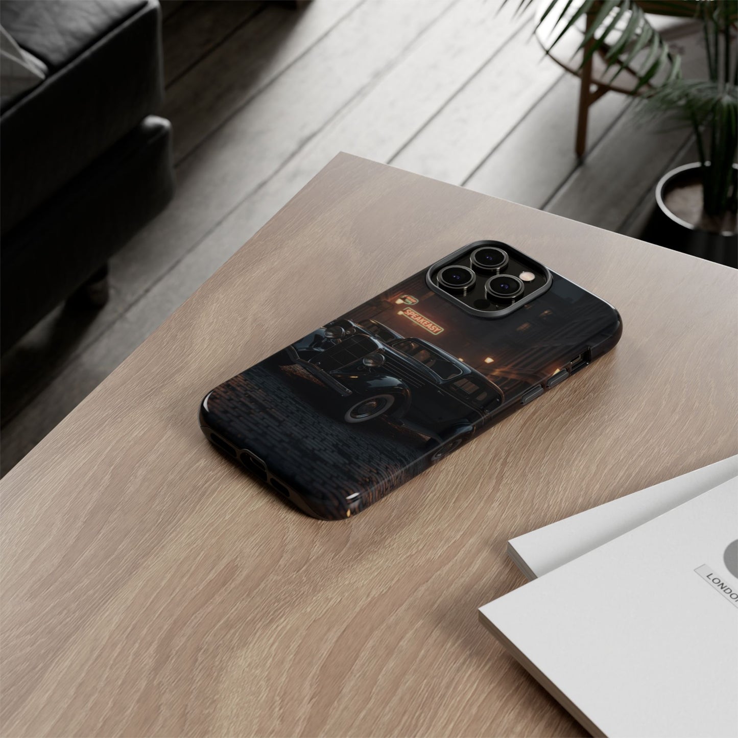 Vintage Classic Car Phone Case | Retro Noir Aesthetic | 1930s Street Scene Tough Case for iPhone & Samsung
