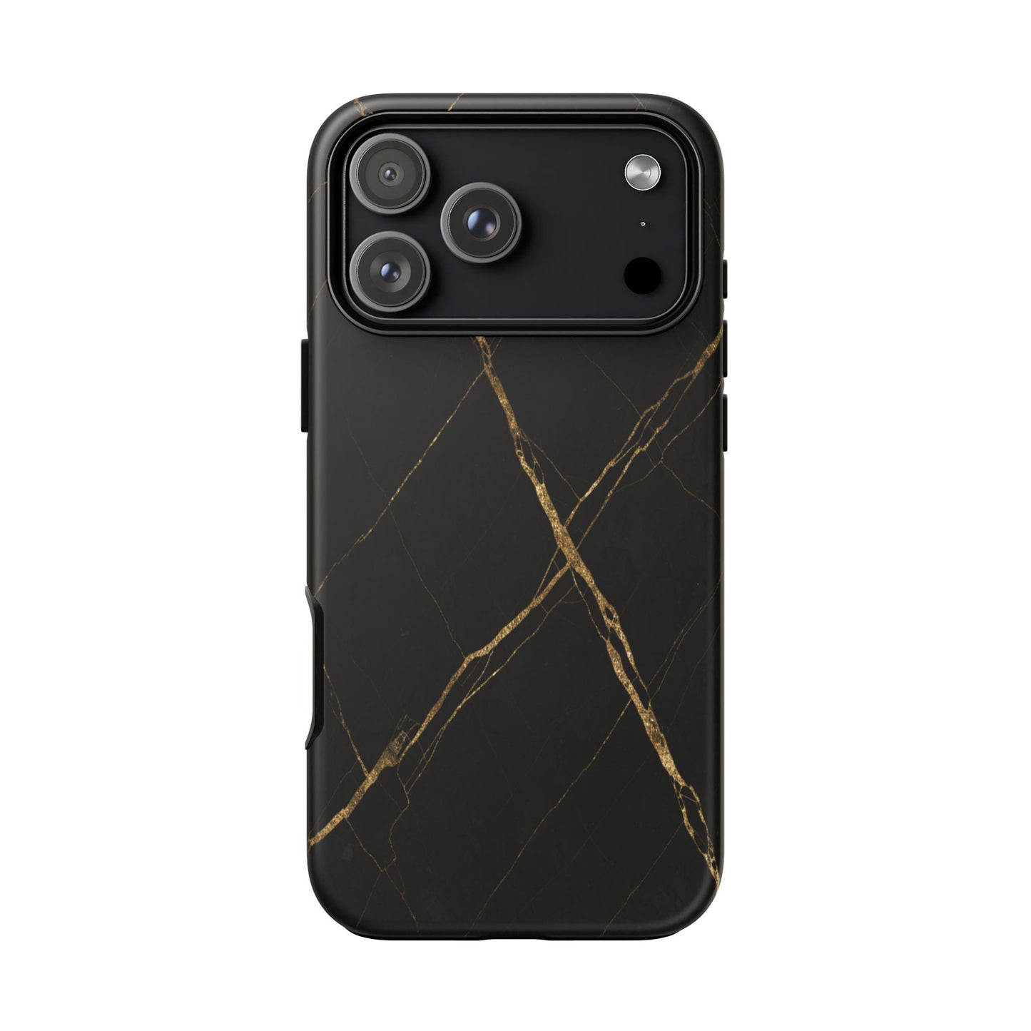 Black Marble Phone Case with Gold Veins – Luxury Minimal Aesthetic Tough Case