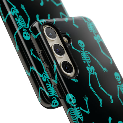 Dancing Teal Skeletons Phone Case | Tough Protective Case for Iphone, Samsung Galaxy and Pixel