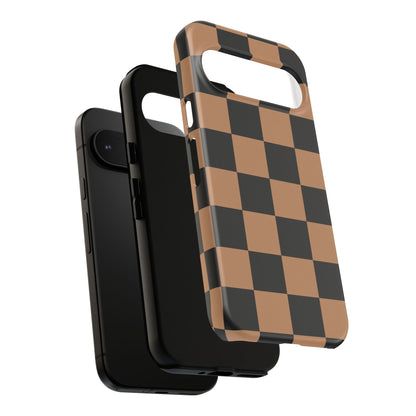 Brown Checkerboard Phone Case | Aesthetic Tough Protective Case