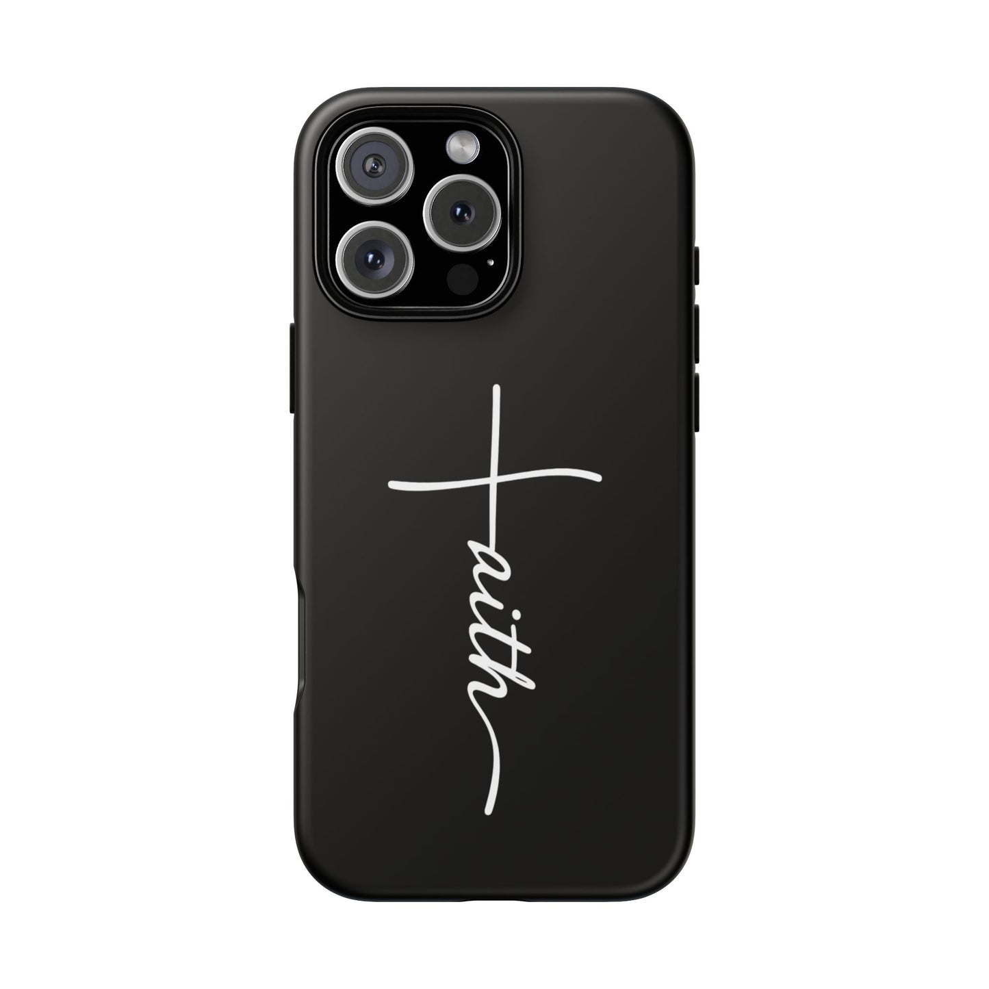 Faith Cross Phone Case, Christian Aesthetic Minimalist Black Matte Case, Religious Gift iPhone Samsung Cover
