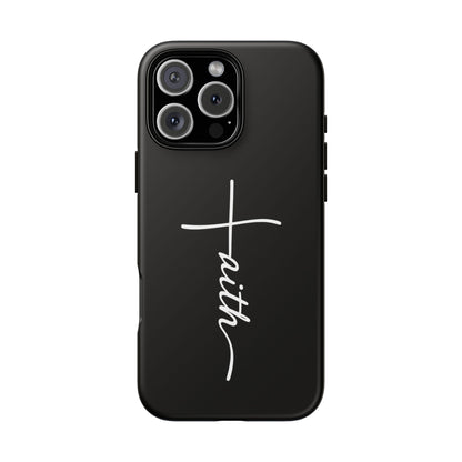 Faith Cross Phone Case, Christian Aesthetic Minimalist Black Matte Case, Religious Gift iPhone Samsung Cover