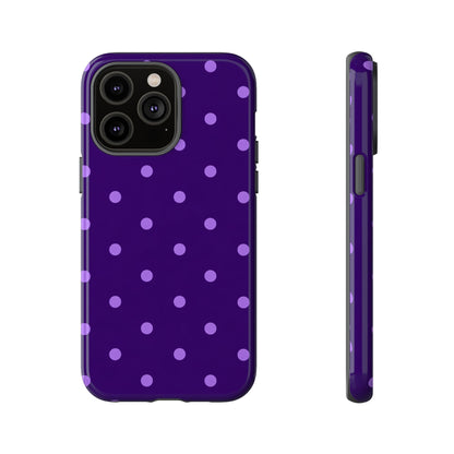Purple Polka Dot Tough Phone Case – Cute Stylish Durable Protective Cover for Iphone, Samsung Galaxy and Pixel