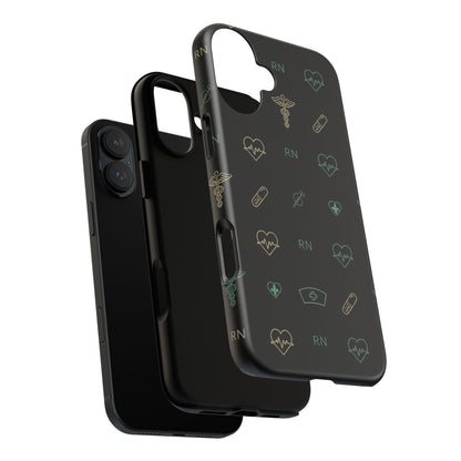 RN Nurse Phone Case – Minimal Medical Icon Pattern Healthcare Worker Tough Case