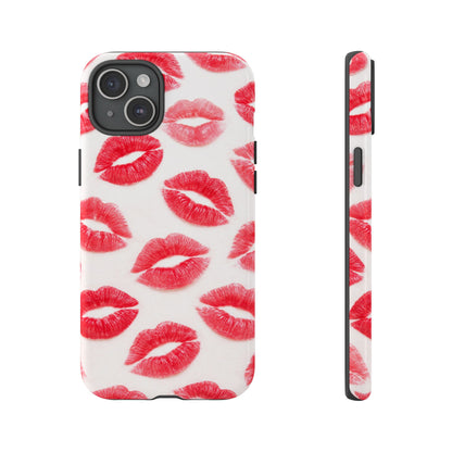Red Lipstick Kiss Phone Case – Sexy Lip Print Pattern Tough Protective Cover