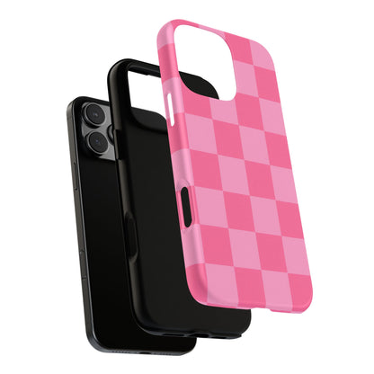 Pink Checkerboard Phone Case | Cute Aesthetic Checkered iPhone & Samsung Tough Case