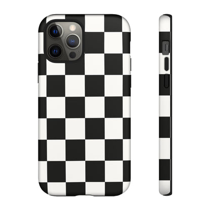 Black & White Checkerboard Phone Case – Classic Aesthetic Tough Protective Case for Iphone, Samsung Galaxy and Pixel