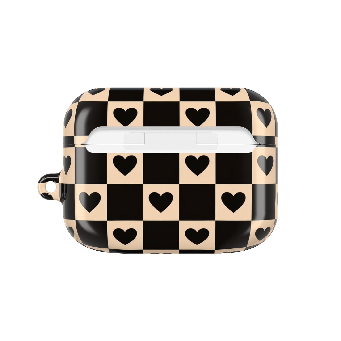 Checkerboard Heart AirPod Case — Retro Black & Beige Protective Cover