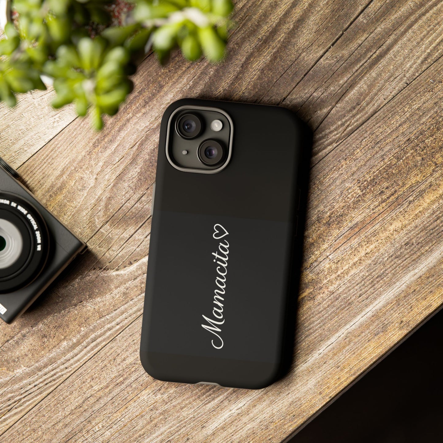 Mamacita Script Phone Case | Minimal Black Tough Case | Sleek Aesthetic Cover