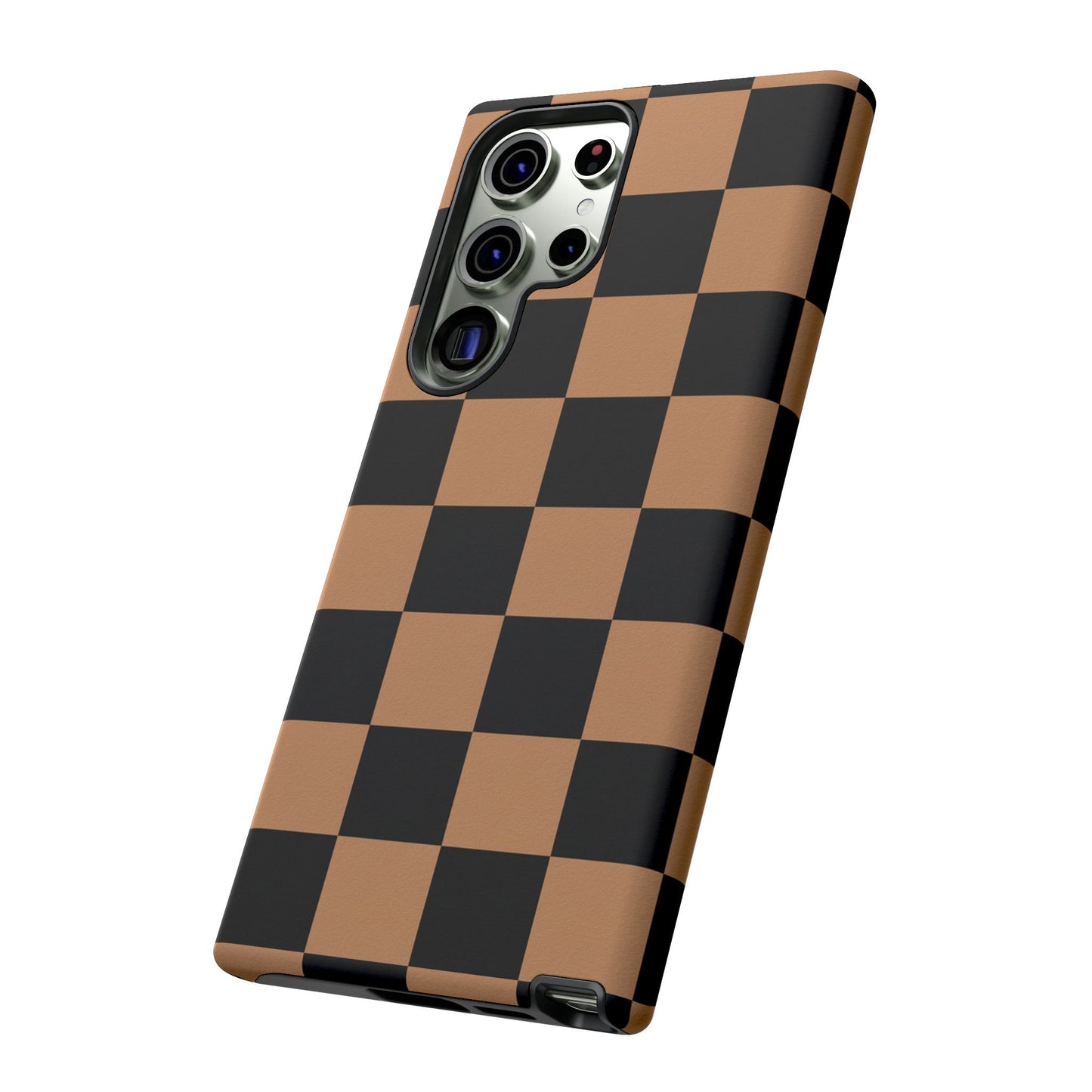 Brown Checkered Phone Case | Aesthetic Checkerboard iPhone & Samsung Tough Case