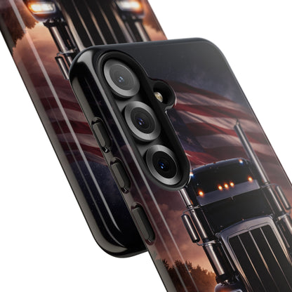 Semi Truck Phone Case American Flag Big Rig Trucker Gift iPhone Samsung