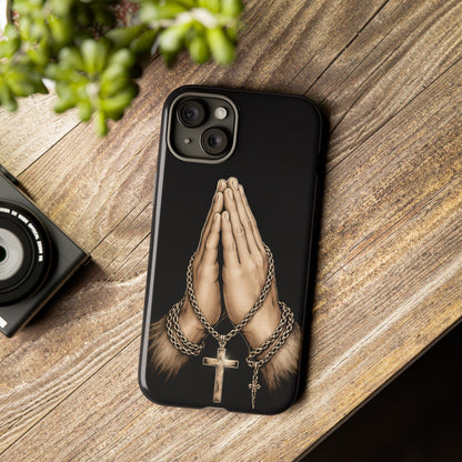Praying Hands Cross Phone Case – Christian Faith Scripture Cover
