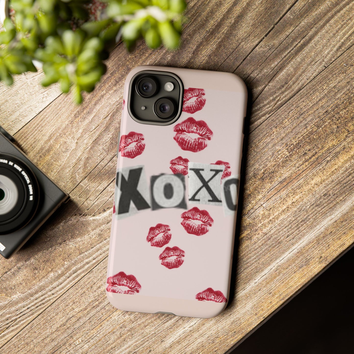 XOXO Kiss Print Phone Case | Coquette Valentine Aesthetic | Cute Pink Lipstick Kiss Tough Case for iPhone & Samsung