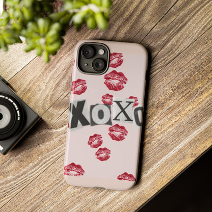 XOXO Kiss Print Phone Case | Coquette Valentine Aesthetic | Cute Pink Lipstick Kiss Tough Case for iPhone & Samsung