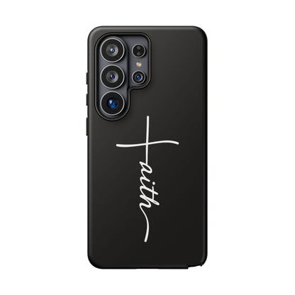 Faith Cross Phone Case, Christian Aesthetic Minimalist Black Matte Case, Religious Gift iPhone Samsung Cover
